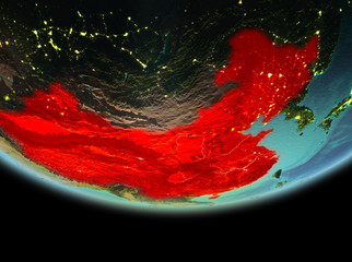 China at night on Earth