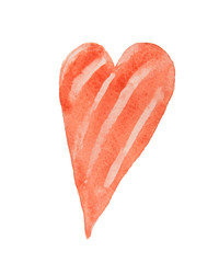 Beautiful heart for Valentine's day drawn in watercolor on a white background