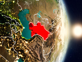 Turkmenistan during sunrise