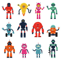 Set of Robot Characters - obrazy, fototapety, plakaty