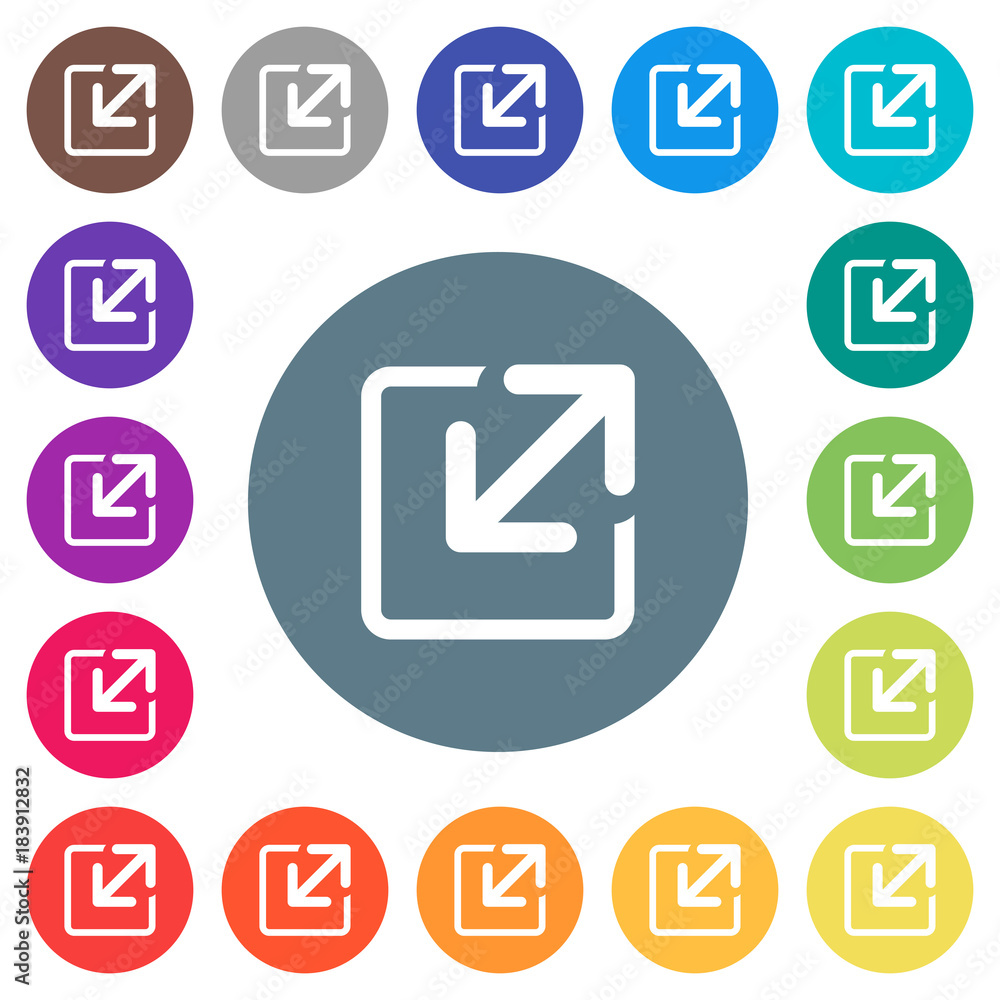 Poster resize window flat white icons on round color backgrounds