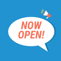 Now open badge, banner vector. Label with 