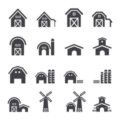 barn & farm building icon set