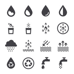 water icon set, black water sign.