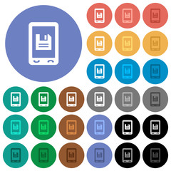 Mobile save data round flat multi colored icons