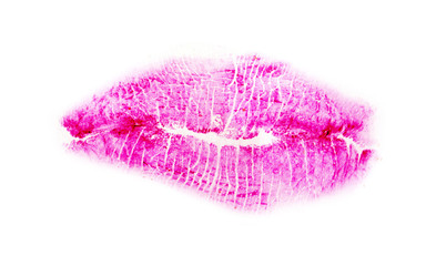 lipstick kiss on white background.