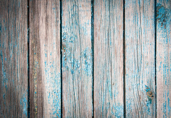 old wooden boards painted with blue paint