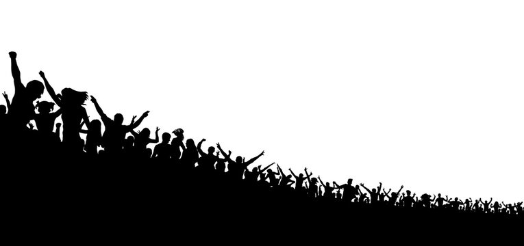 Crowd of people silhouette on white background