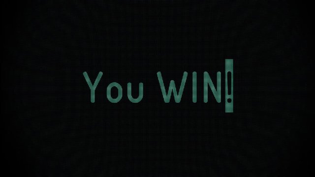 you win words text typing writing on old computer lcd led tube tv screen display background blinking animation New quality universal vintage motion dynamic animated retro colorful joyful video