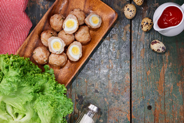 preserved egg wraped by fried fish-paste ball, Traditional Vietnam food