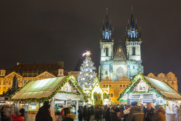 Christmas Markets in Prague on the Old Town Square.