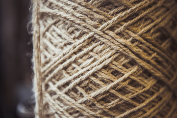 Arrière plan détail rouleau de cordelette en lin