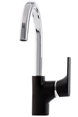 Mixer cold hot water. Modern faucet  bathroom.  Kitchen tap  . Isolated  white background. Front view.