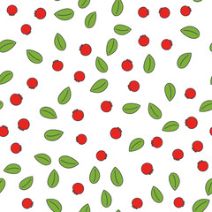 Cartoon Wild Berries with Leaves Seamless Pattern