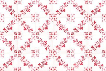 Vintage ceramic tiles wall decoration.Turkish ceramic tiles wall background