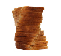 Integral whole wheat toast bread slices isolated on white background