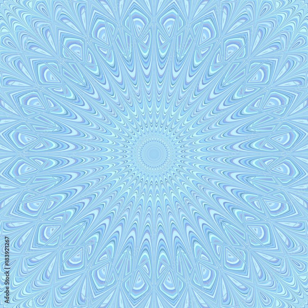 Poster light blue bohemian mandala ornament background - round symmetrical vector pattern design from curve