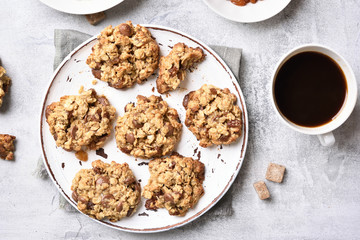 Healthy oatmeal cookies and coffee