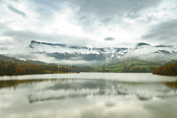 amazing reflections at countryside reservoir