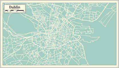 Fototapeta premium Dublin Ireland Map in Retro Style.