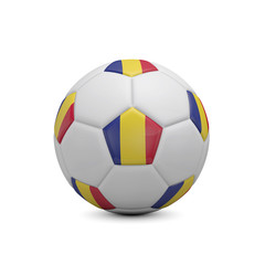 Fototapeta premium Soccer football with Romania flag. 3D Rendering