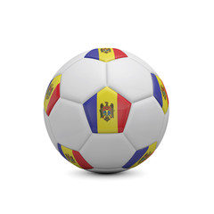Soccer football with Moldova flag. 3D Rendering