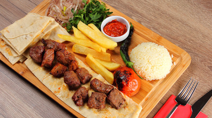 Grilled Shish Kebab Meat on the Bread