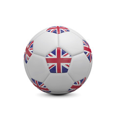Soccer football with UK flag. 3D Rendering