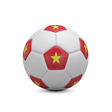 Soccer football with Vietnam flag. 3D Rendering