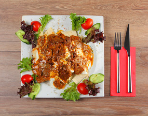 Turkish Traditional Doner Kebab with Yogurt