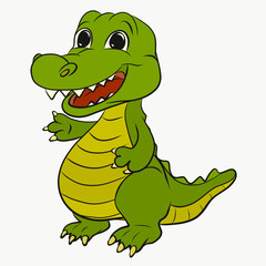 Cheerful and cute green crocodile