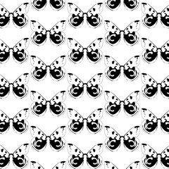 Abstract pattern with black butterflies. Butterfly on white