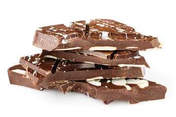 Stack of cracked luxury handmade chocolate bar