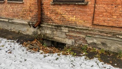 Old apartment building. Old architecture. Strange building