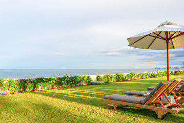 chairs and umbrella on the beach