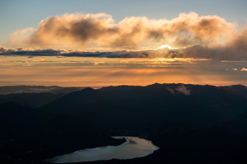 View from Mount Fuji on yamanaka lake