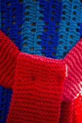 Red wool scarf.