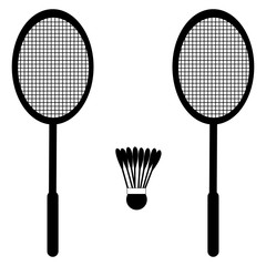 Vector set of badminton rackets and shuttles