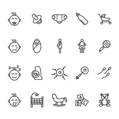 Baby thin line icons set. Vector