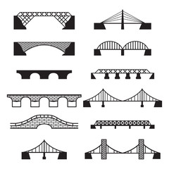 Bridge icons set. Vector bridges set.
