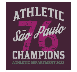 S o Paulo sport t-shirt design, college sport team style typography for poster, t-shirt or print.