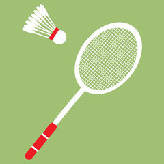Vector set of badminton racket and shuttle