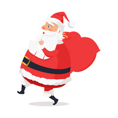 Isolated Side View Santa Claus on White Background