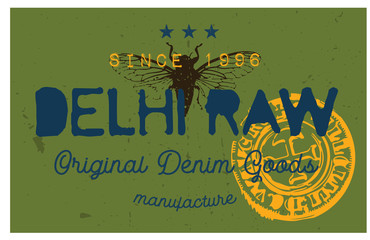 Delhi raw denim clothing tag, for retail business, denim or other product.