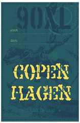 Copenhagen true quality clothing tag, for retail business, denim or other product.