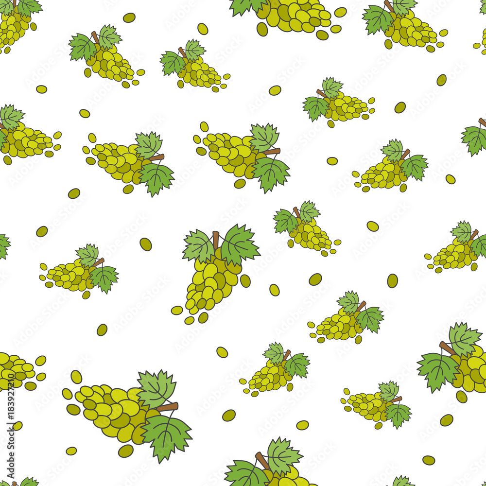 Poster seamless pattern of clusters with green grapes
