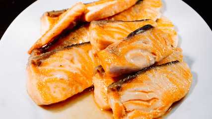 Salmon steak buffet