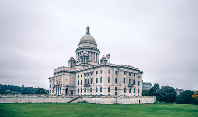Fototapeta na wymiar rhode island state capitol building on cloudy day