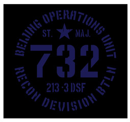 Beijing military plate, realistic looking military typography for t-shirt, poster, print.