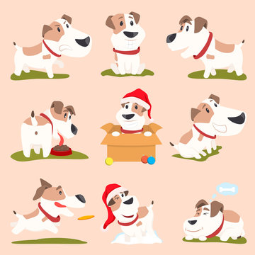 Closeup of Funny Poster Dogs Vector Illustration